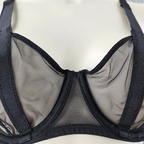 Victoria's Secret Bra Womens 32D Black Very Sexy Unlined Balconet Mesh Lingerie - Picture 4 of 15